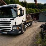 L001 - Scania P320 6x2 Flatbed Rigid Truck l001 left side load